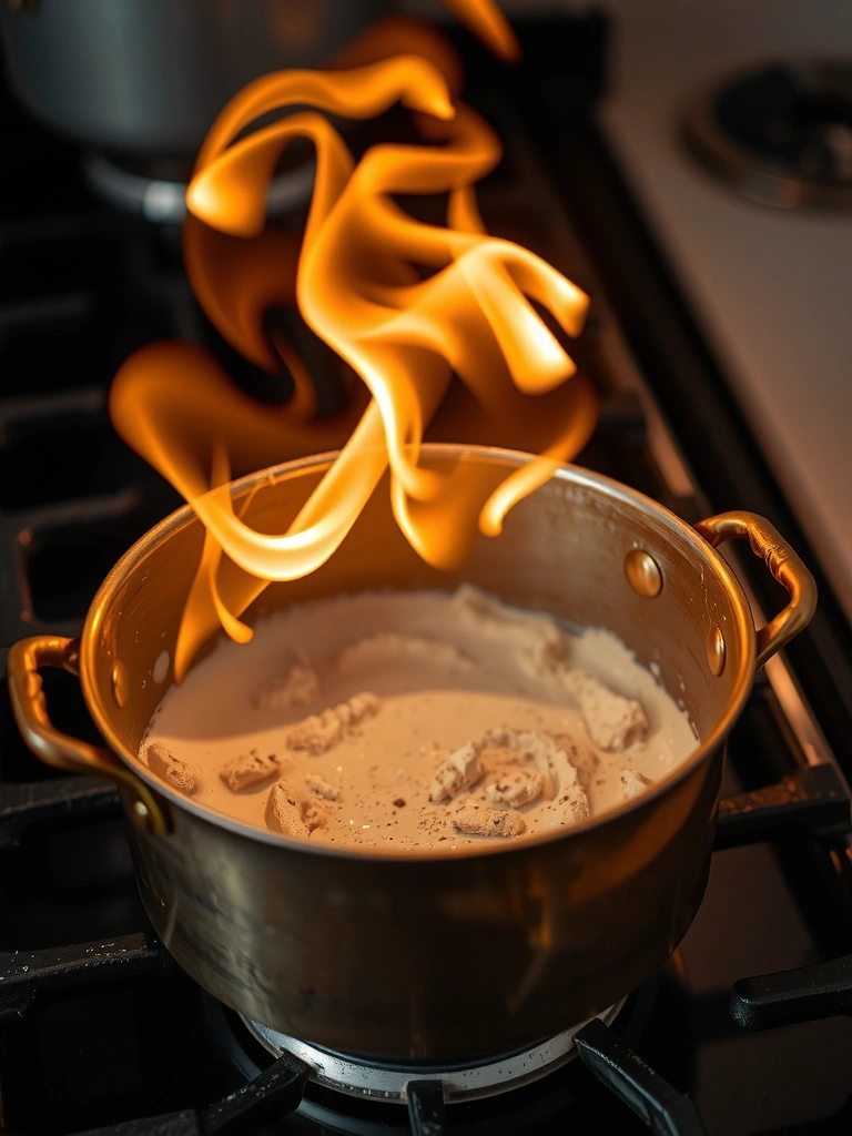 Kopparkastrull på spisen